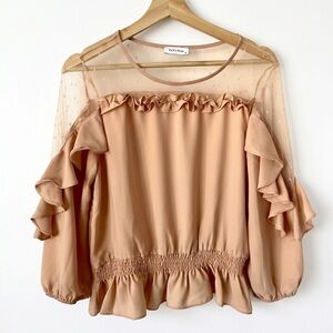 YaYa & Co. Peach Ruffle Mesh Top Smocked Waist Medium